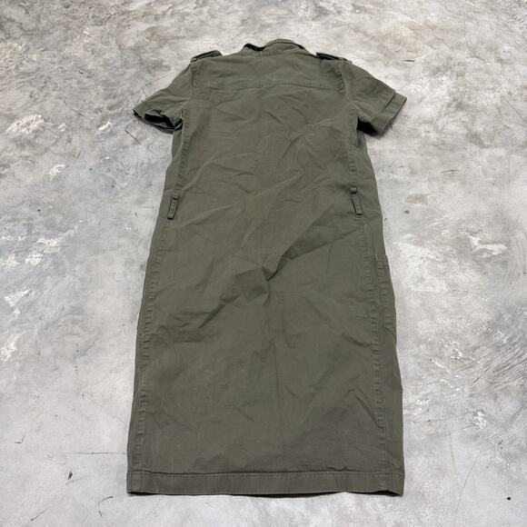 Lacoste Womens Short Sleeve Dress Green Button Down Sz 36 Cotton Pockets - Picture 6 of 8